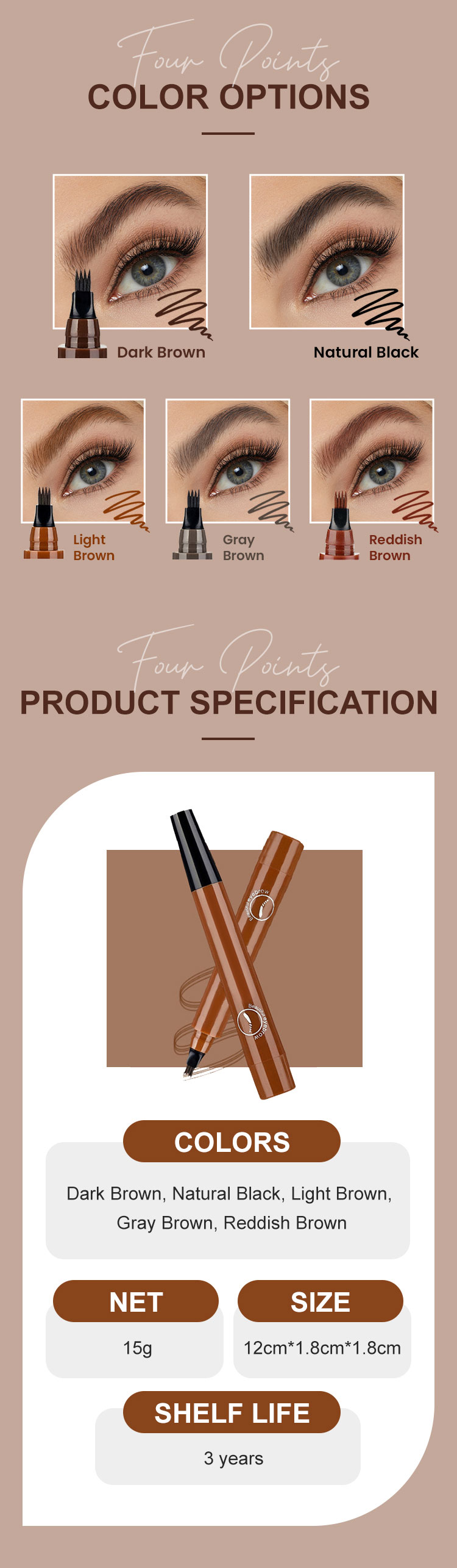 🔥Waterproof Four-tip Beard and Eyebrow Pen✨